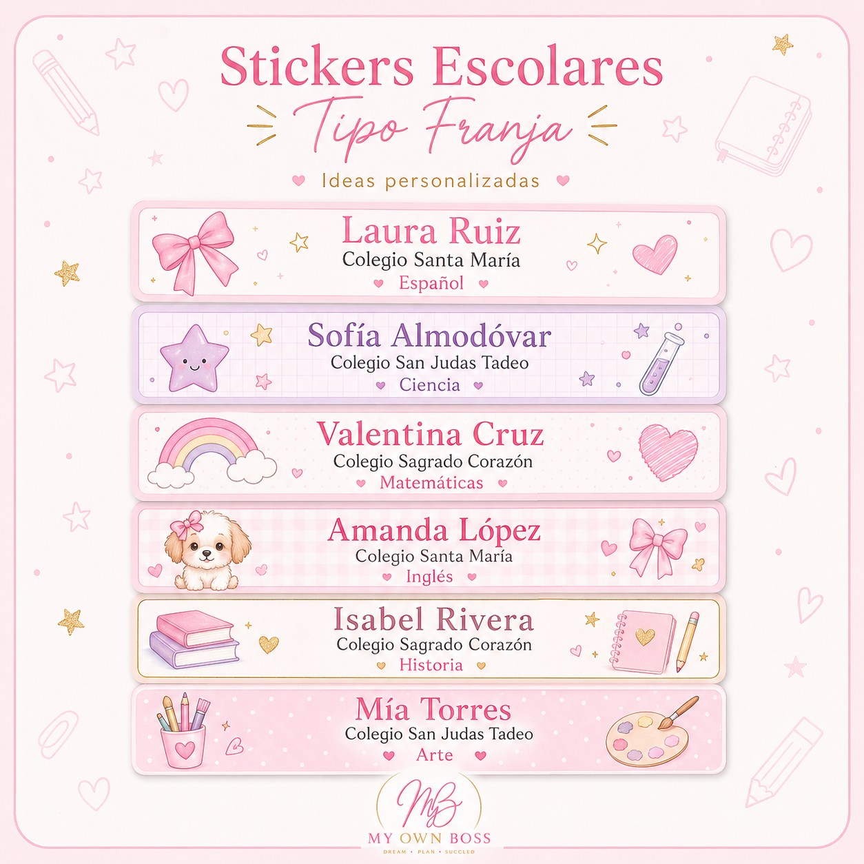 Stickers Escolares Tipo Franja